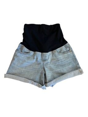 Isabel Over The Belly High Rise Maternity Midi Stretch Denim Shorts | Women’s 8